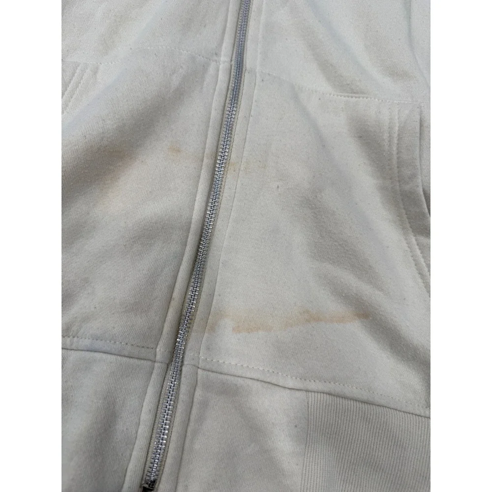 True Religion Mens Zip Up Hoodie Cream Off White Horseshoe Logo XL Sweatshirt